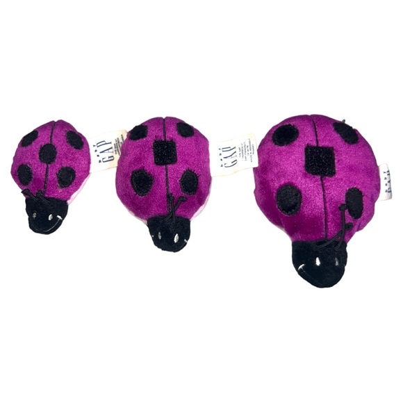 Baby Gap Stacking Purple Ladybug Rattle 2001 Set Of 3 Plush Baby Toys - Picture 2 of 6